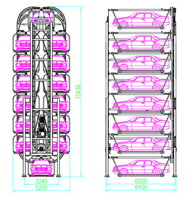 Mechanische vertikale Rotationsparksystem 8 Schichten Rotations-Smart-Parksystem